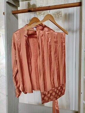 Victoria's Secret Silky Peach-Orange Striped Pajamas